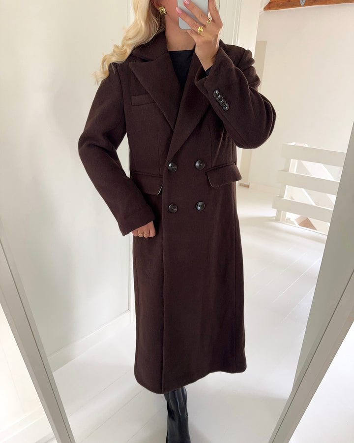 Y.A.S jakke royla ls wool blend long coffee bean