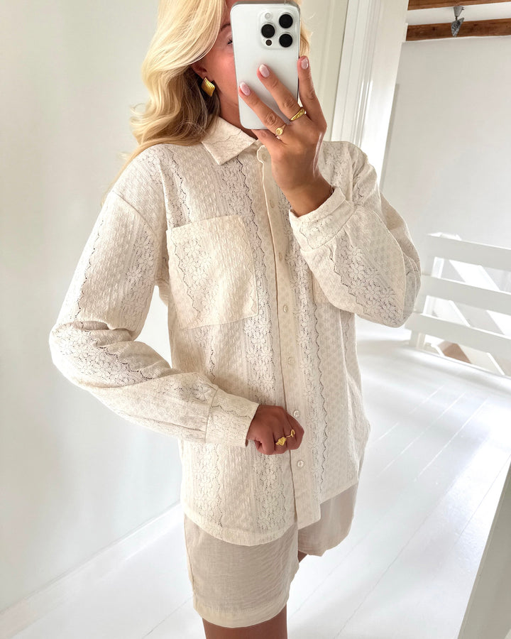 Vero Moda skjorte lizzie ls lace birch