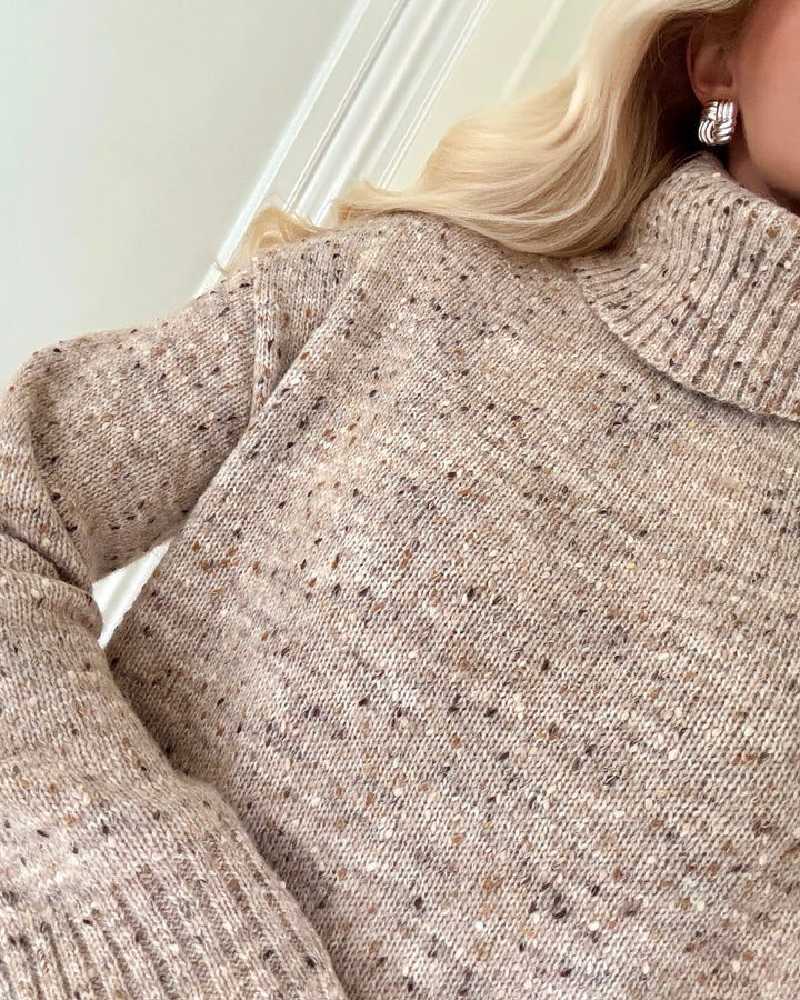JDY striktrøje sabine ls oatmeal neps