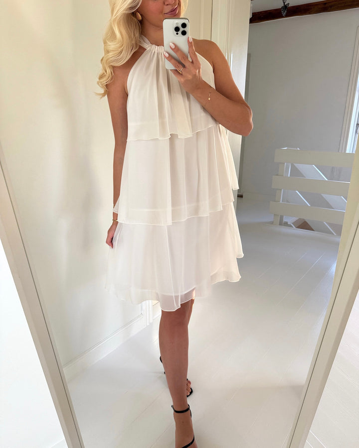 Y.A.S kjole eloise sl halterneck white alyssum