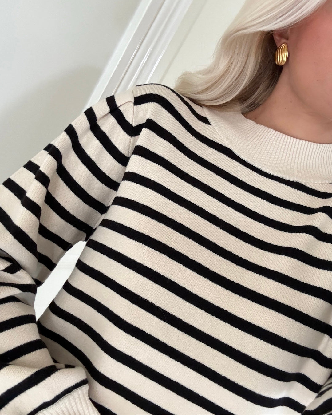 Y.A.S striktrøje fonny ls birch/black stripes