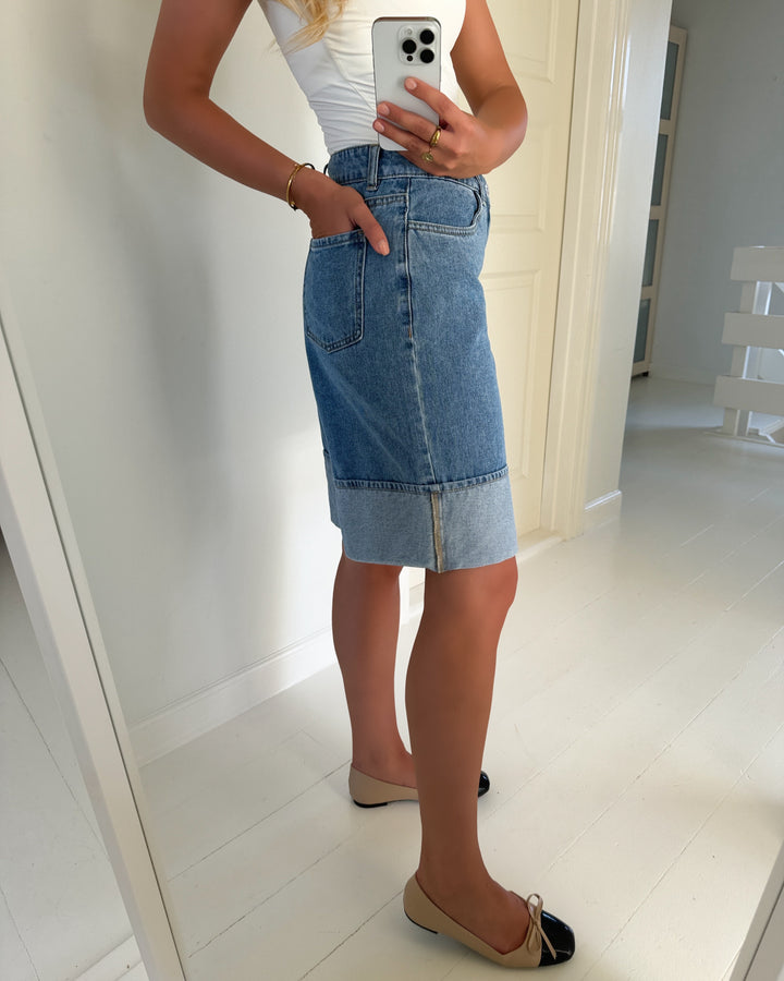 Pieces jorts mindy mw denim d2d light blue denim