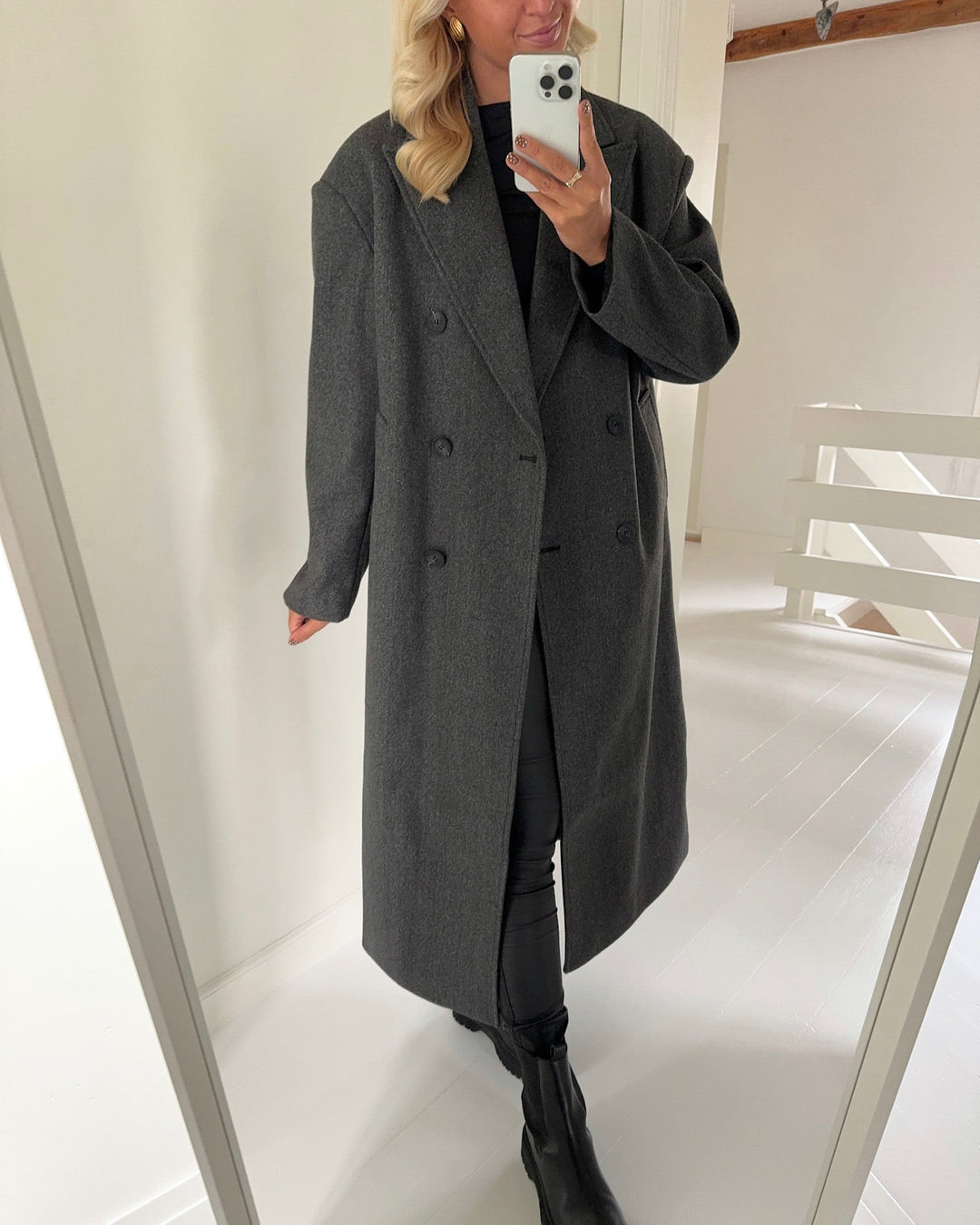 Only frakke blake life shoulderpad dark grey melange
