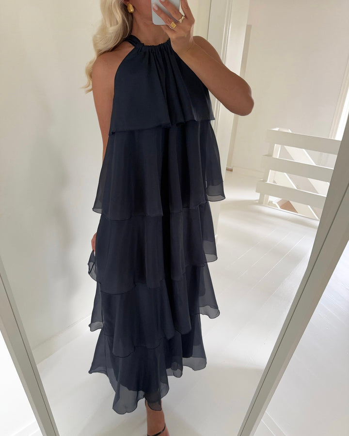 Y.A.S kjole eloise sl halterneck maxi total eclipse