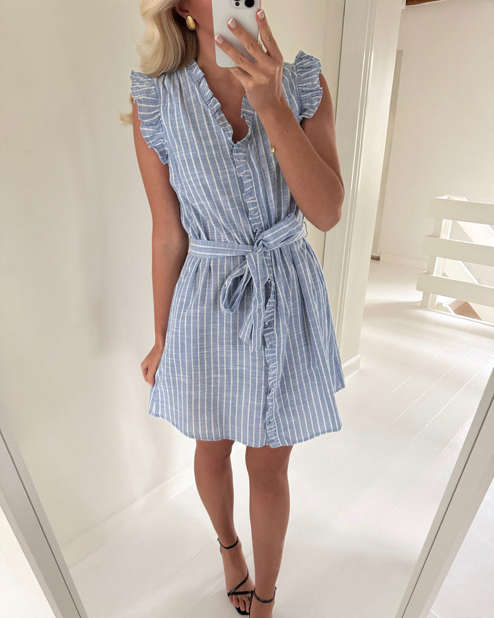 Aware by Vero Moda kjole kaori sl v-neck cornflower/cloud dancer