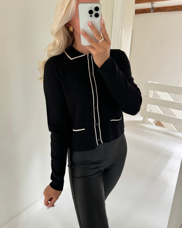 Vero Moda cardigan gold ls poloneck double contrast black w. birch