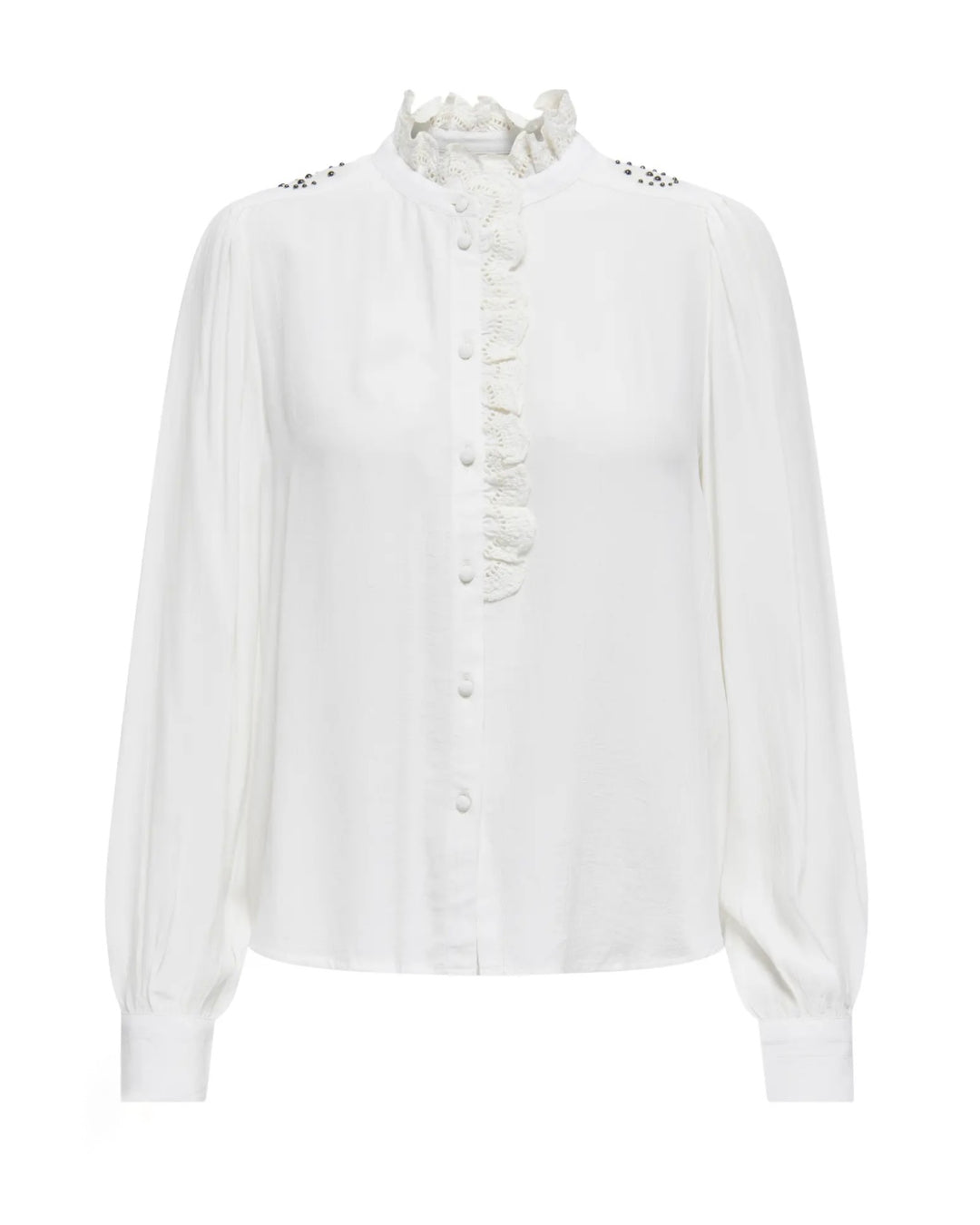 JDY skjorte amy ls frill cloud dancer