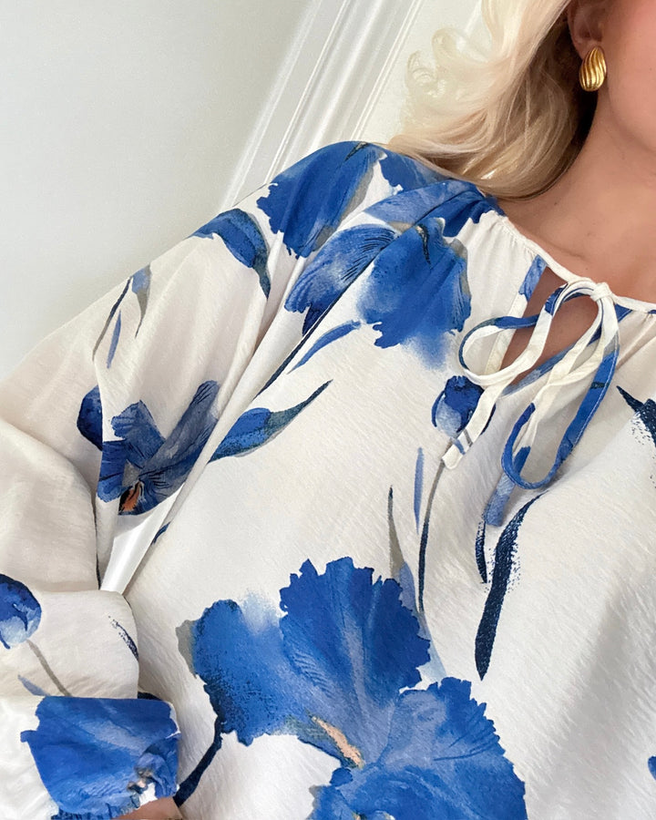 Only kjole hyaci ls string bright white/big blue