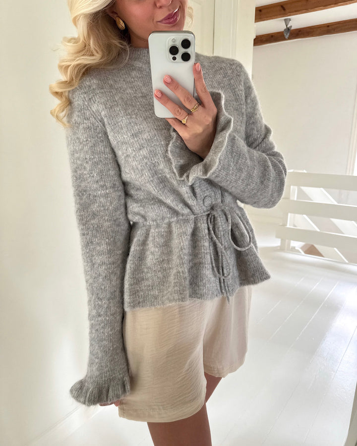 Y.A.S cardigan thellis ls knit light grey melange