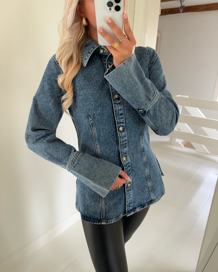 Only skjorte nara ls fitted medium blue denim