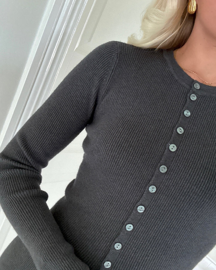 Aware by Vero Moda cardigan ukino ls o-neck dark grey melange