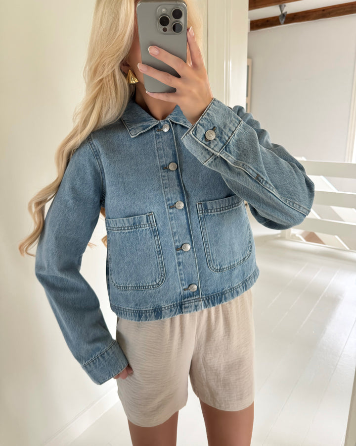 Pieces jakke sky denim light blue denim