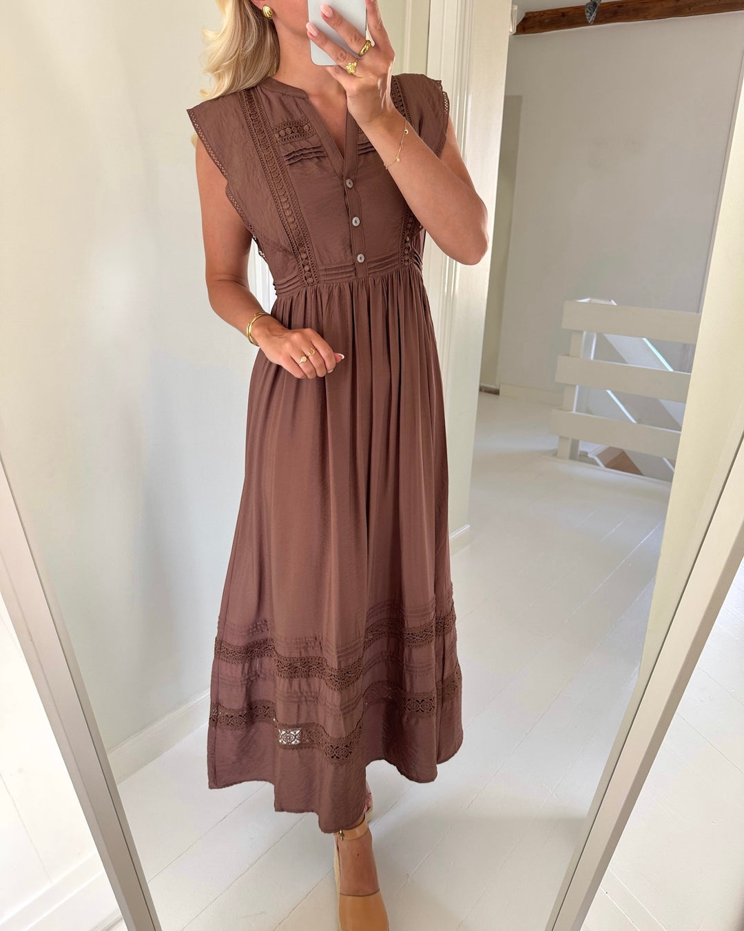 Vero Moda kjole jules sl tape cocoa brown