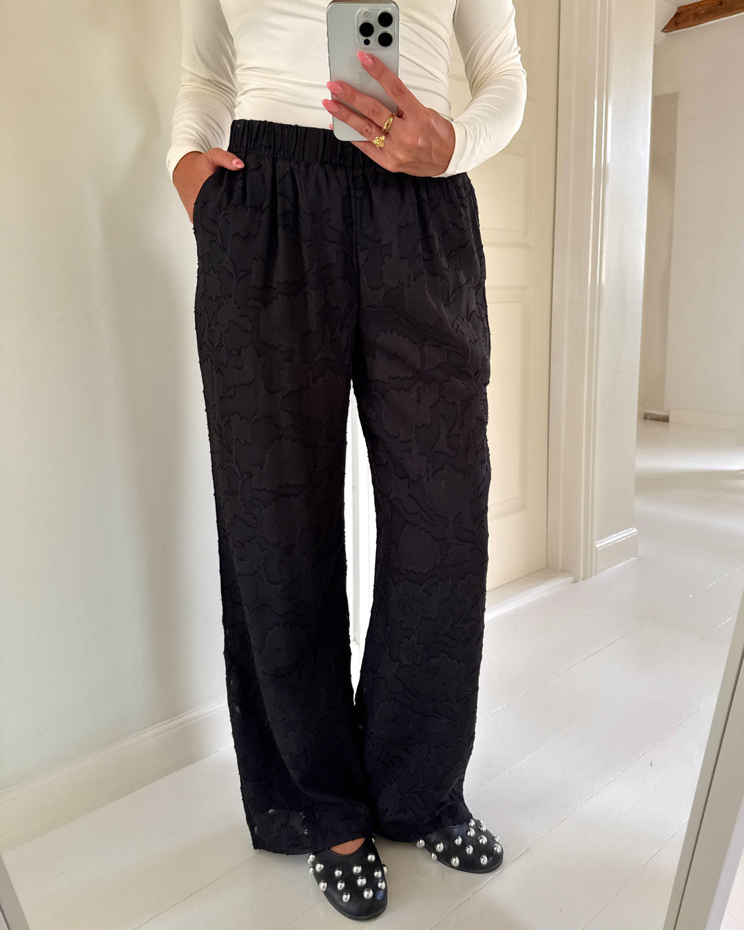 Pieces bukser nea mw lace pant black/short lining