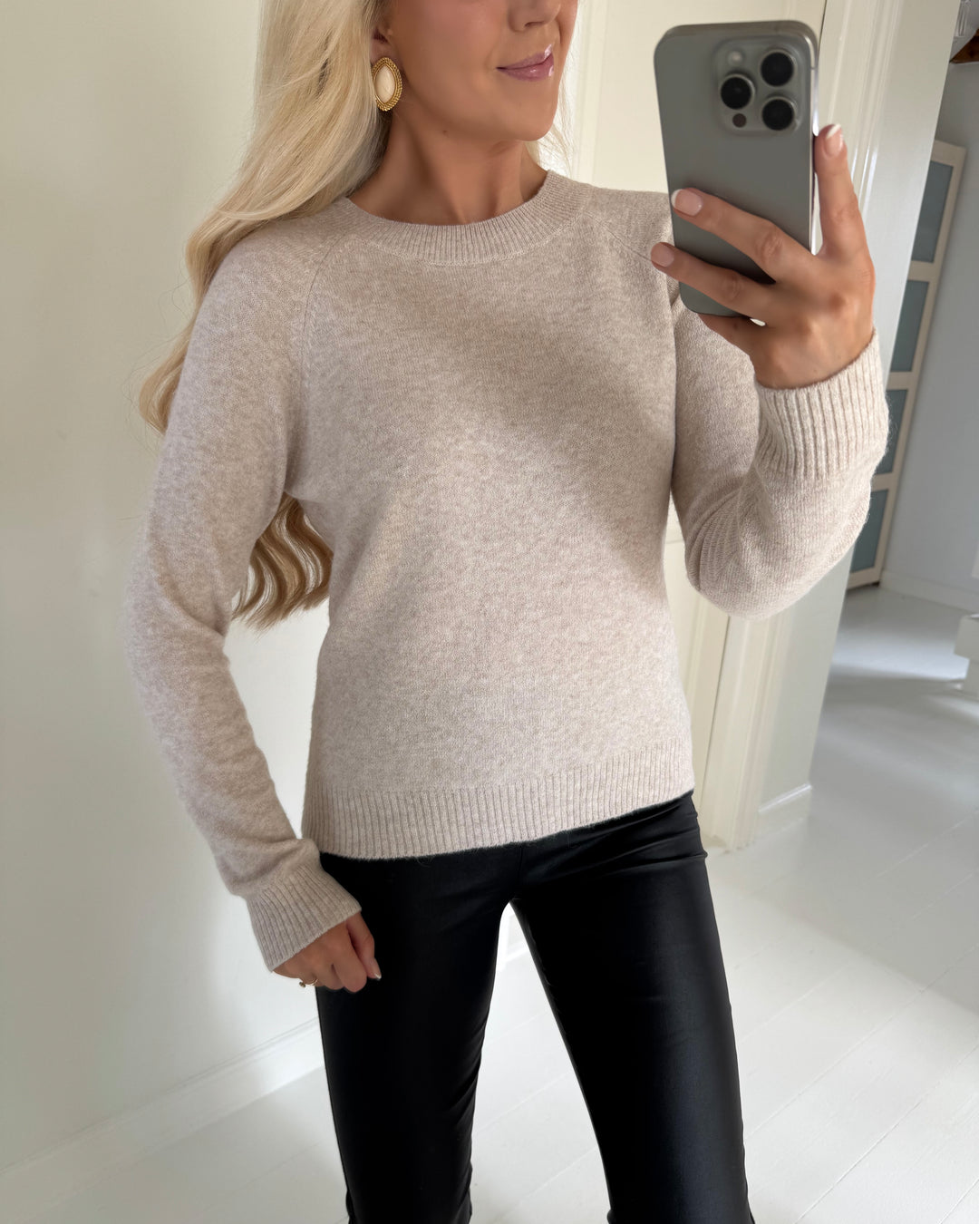 Vero Moda striktrøje doffy ls o-neck silver gray/melange