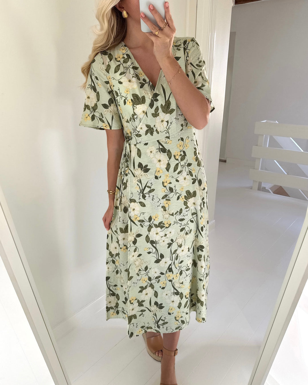 Vero Moda kjole nellie celia 2/4 calf fog green celia