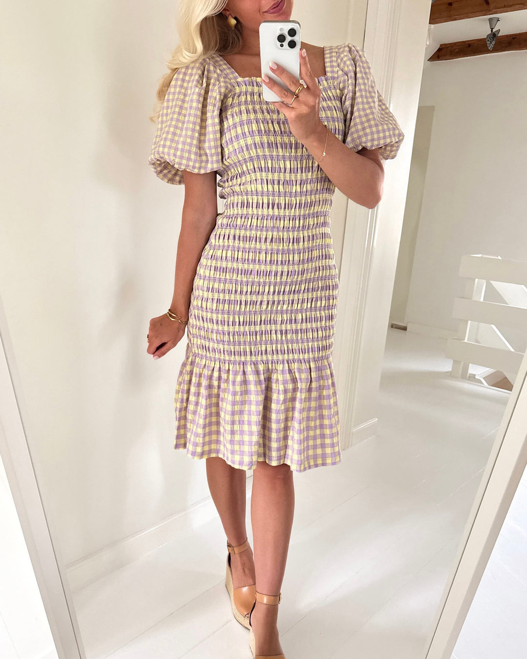 A-View kjole rikka check midi purple