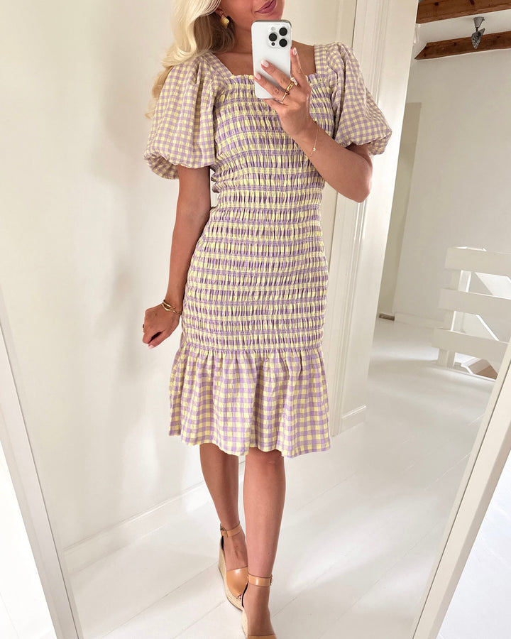 A-View kjole rikka check midi purple