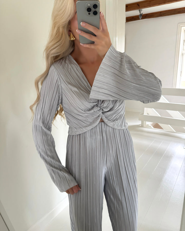 Vero Moda bluse plis knot gray voilet