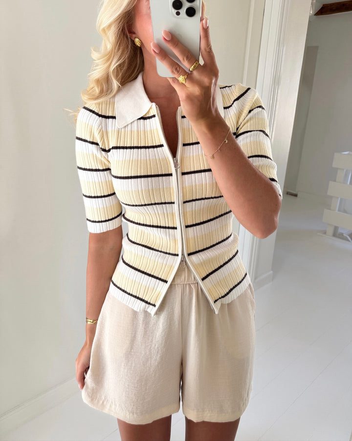 Aware by Vero Moda cardigan hanna 2/4 zip sugar swizzle/vanilla custard/chocolate torte