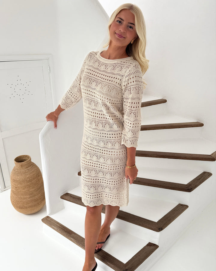 JDY kjole sun lay 3/4 boat neck sandshell