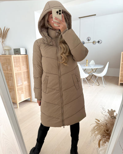 Jamilla long puffer jacket silver mink - FORUDBESTILLING LEV. UGE 49/50