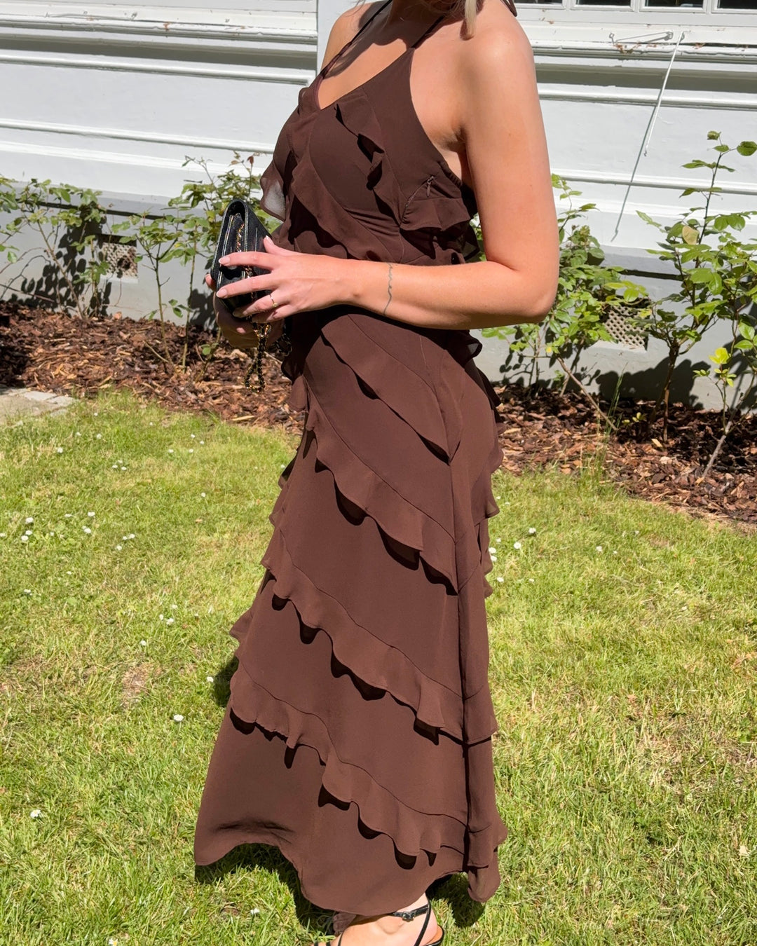 Vero Moda kjole marjorie sl flounce maxi chicory coffee