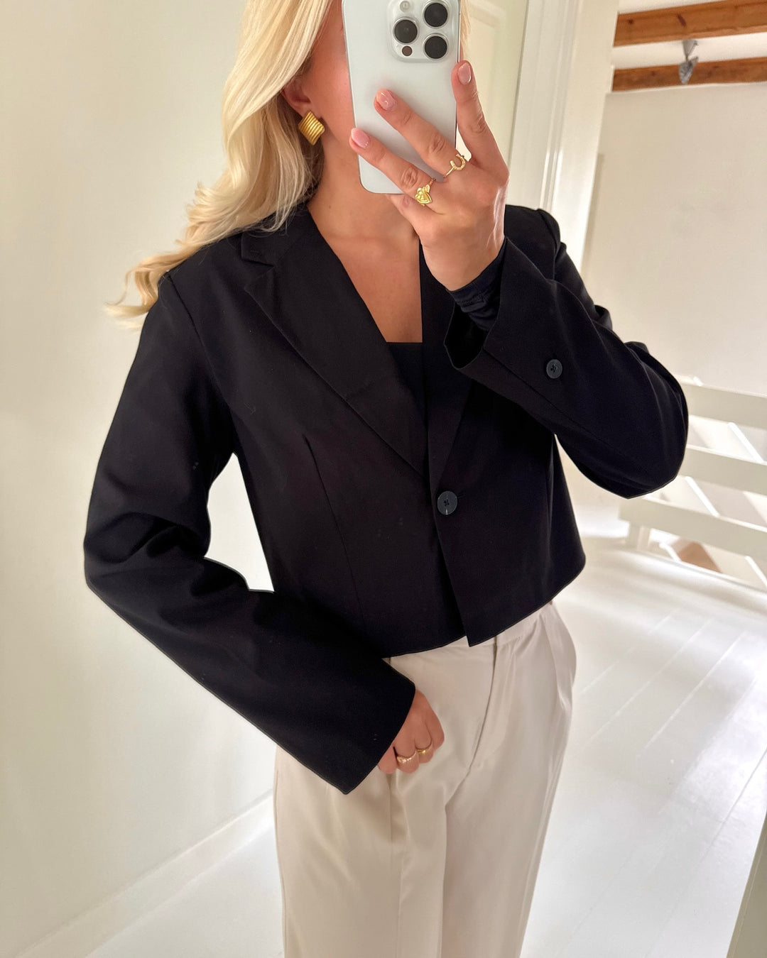 Pieces rosa short blazer black