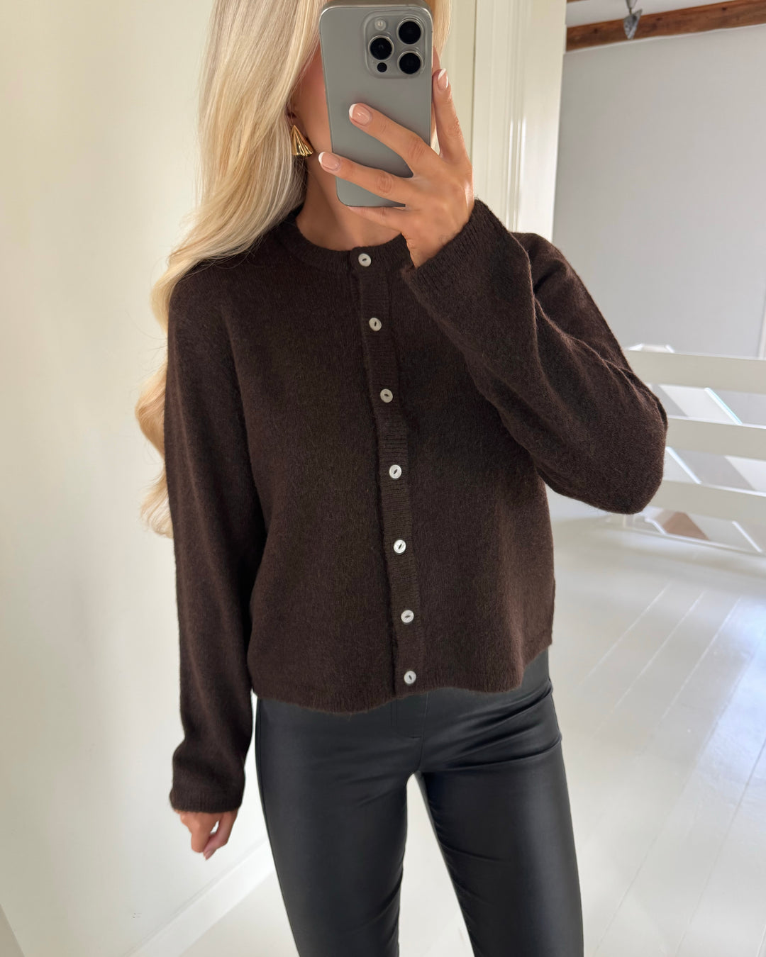Only striktrøje simoni ls o-neck coffee bean/melange