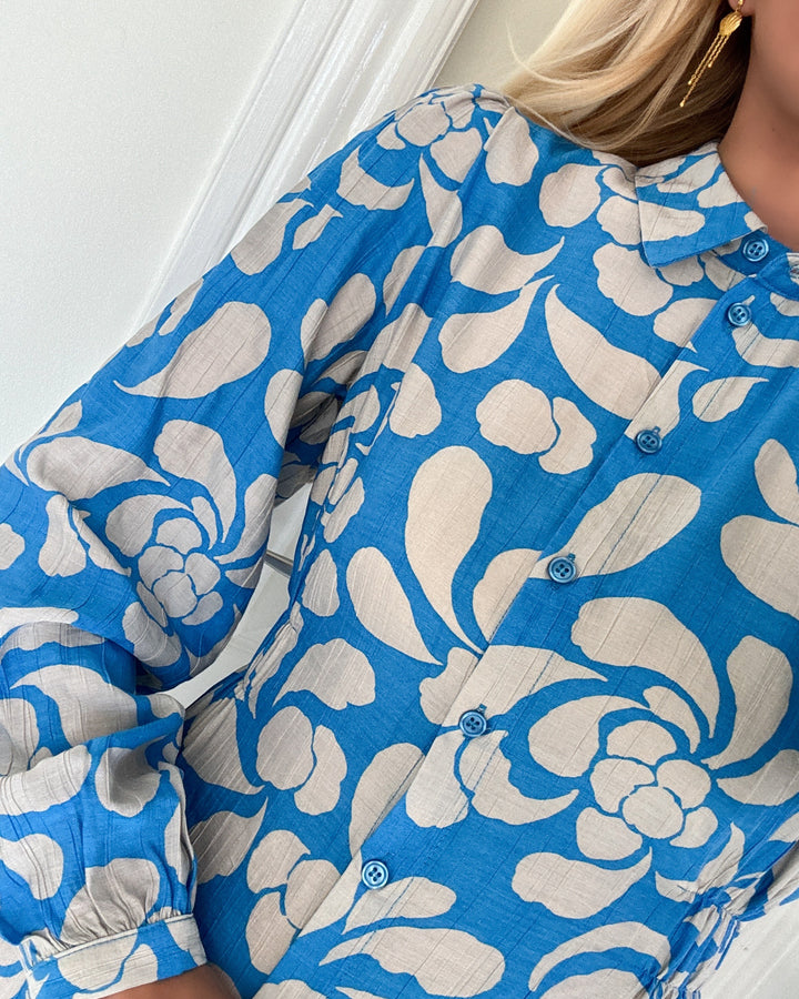 Vero Moda kjole gaja fi ls calf shirt dress wvn ibiza blue/gaja