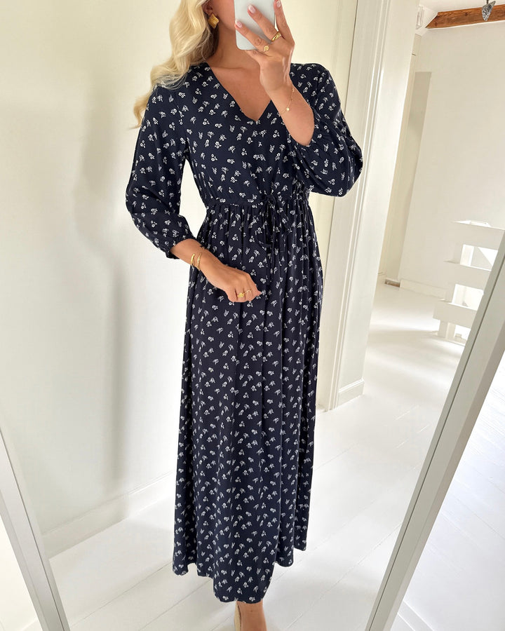 JDY kjole sezen life 3/4 maxi night sky/cloud dancer ditsy flower