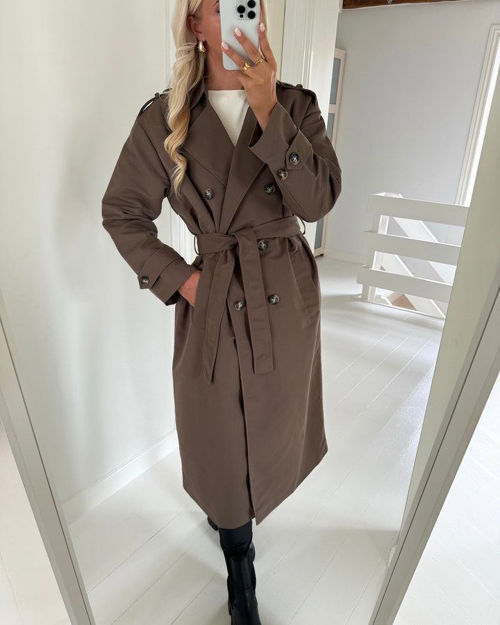 Vero Moda trenchcoat chloe long chocolate chip