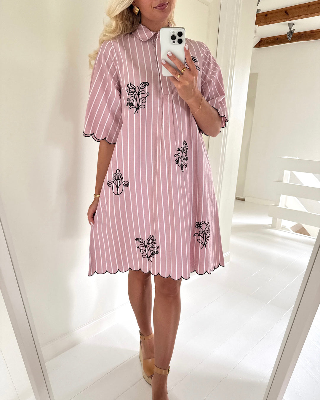 Sister's Point kjole edina-dr2 mauve stripes