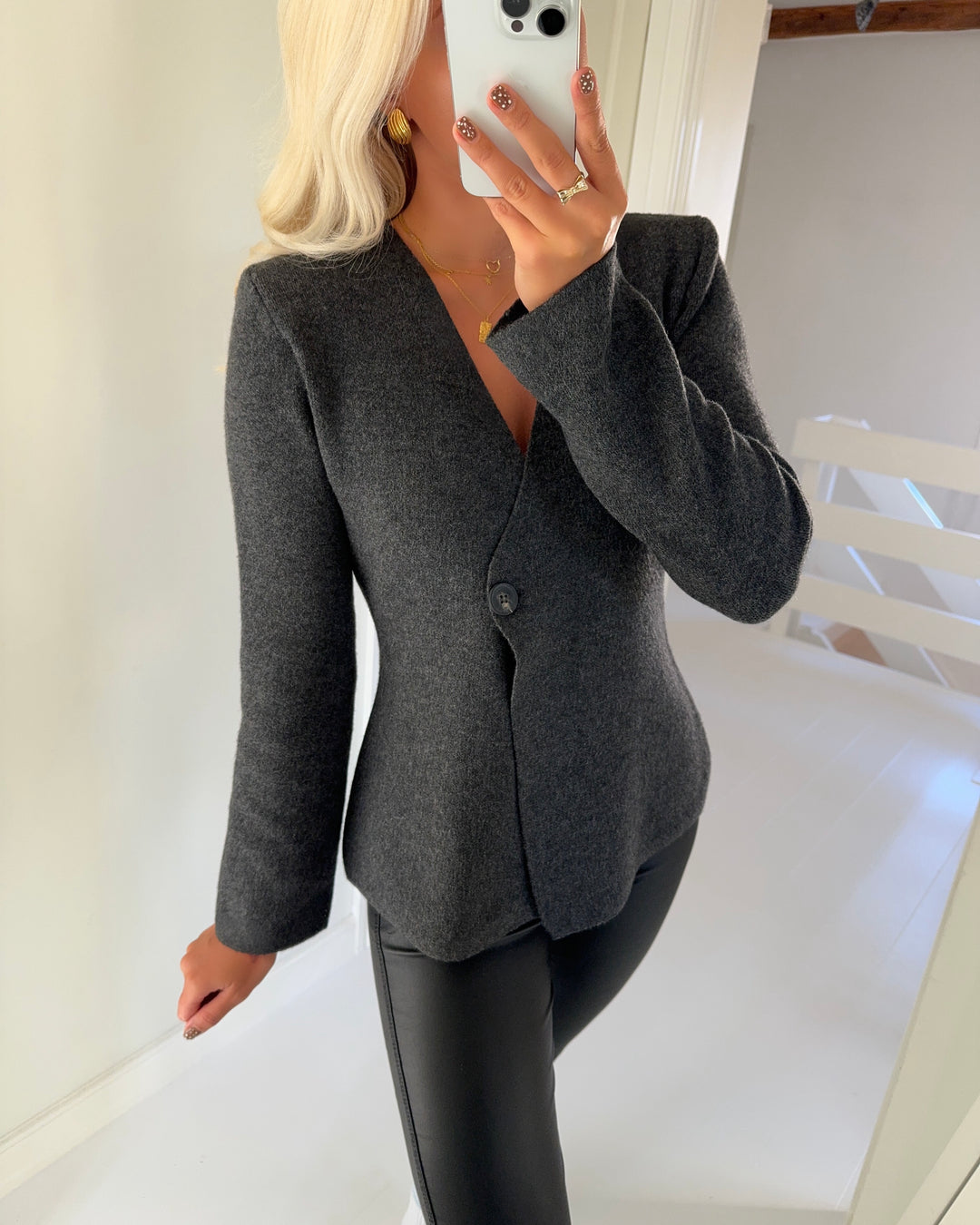 Only cardigan myera life ls one button dark grey melange