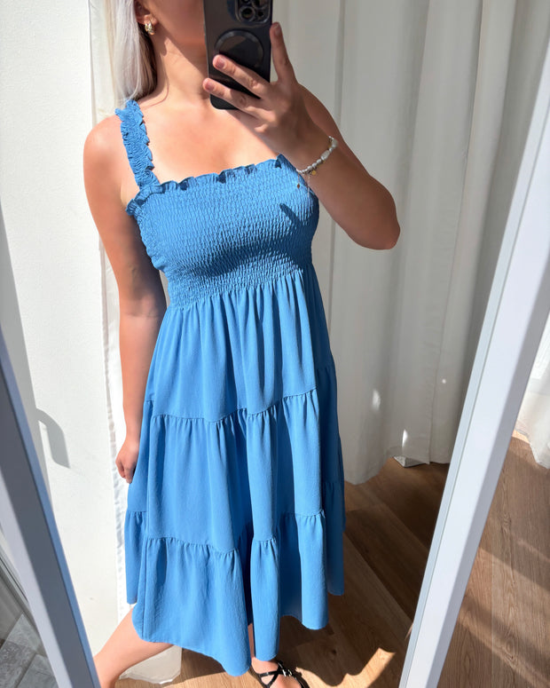Beth solid smock dress blue