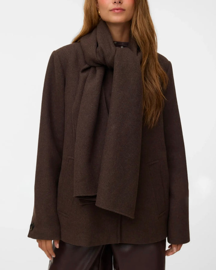 Vero Moda jakke unalaura wool blend chocolate torte melange