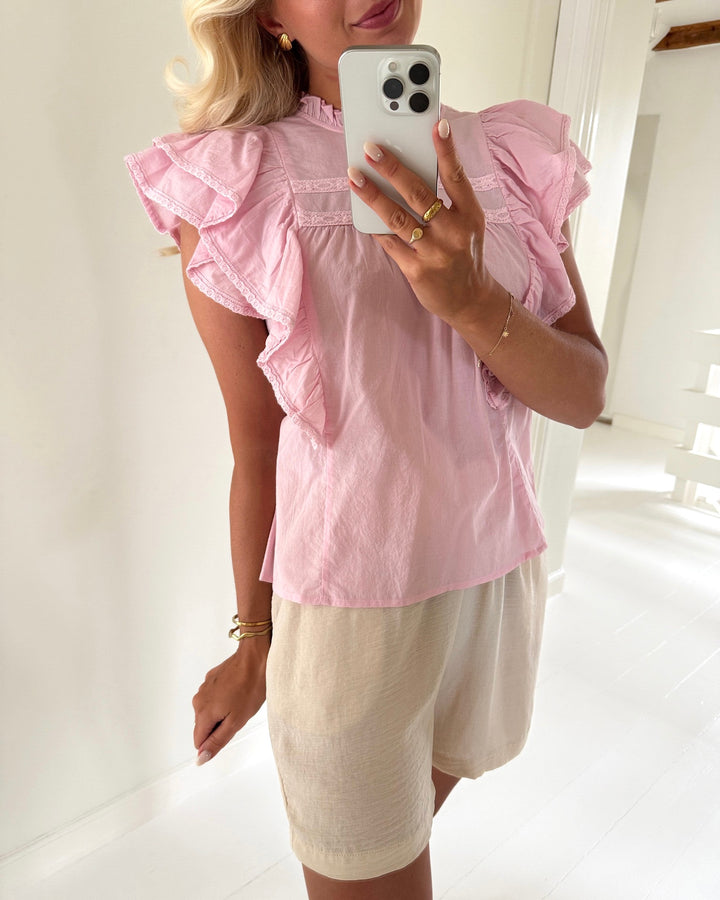 Vero Moda top elix sl frill bleached mauve