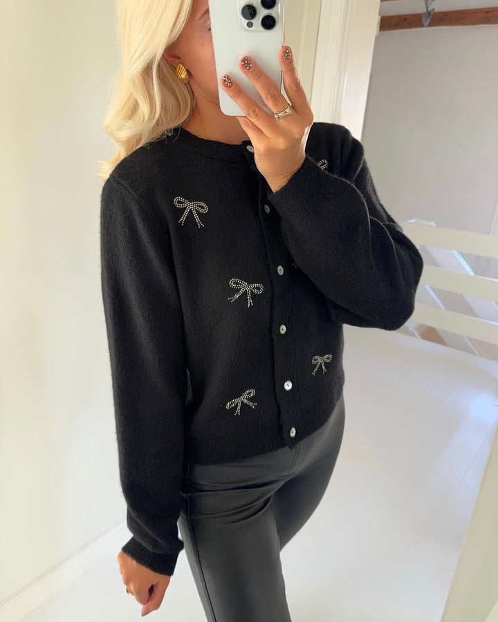 JDY cardigan faye ls o-neck black/w. silver