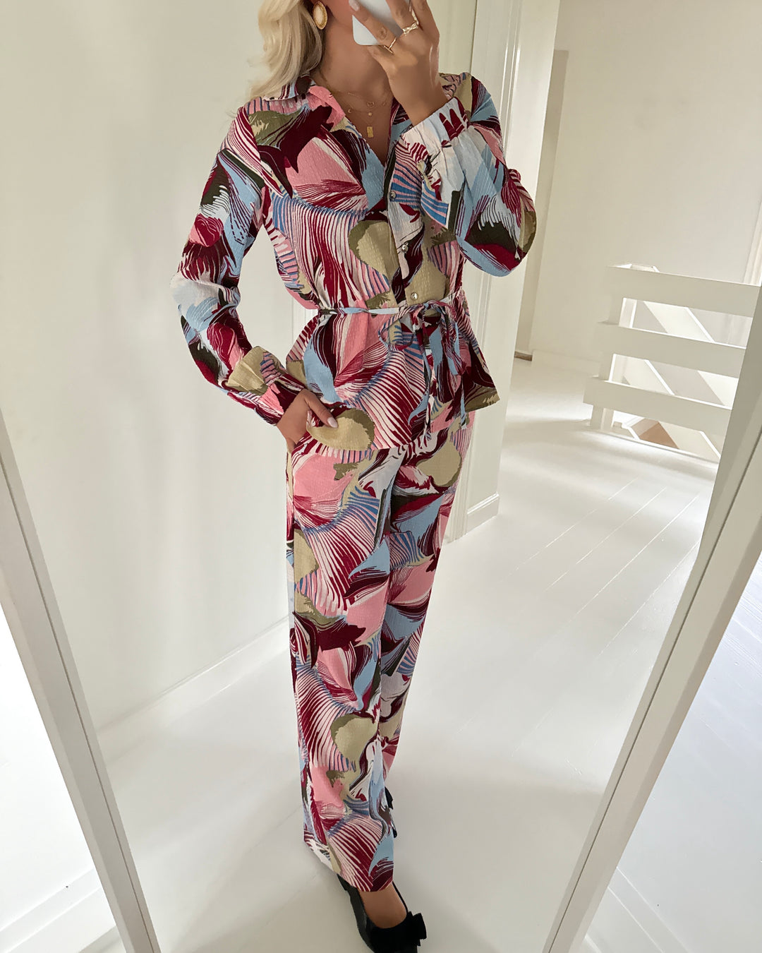 Vero Moda skjorte ruby fie ls belt karanda red/fie