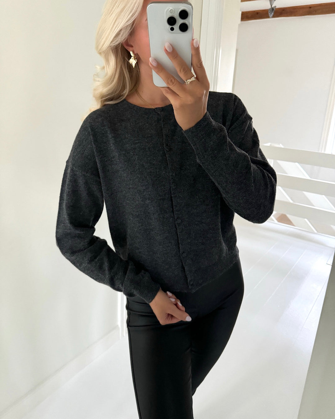 Vero Moda cardigan marina ls o-neck dark grey melange