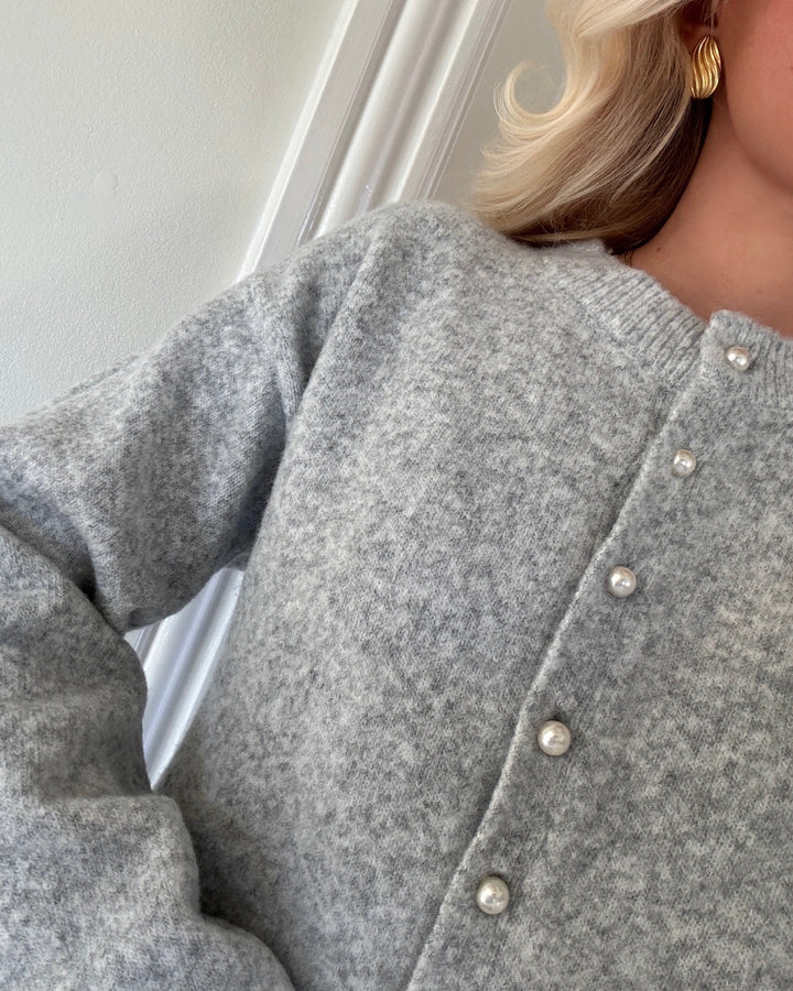 Only cardigan rima life ls light grey melange/pearl button