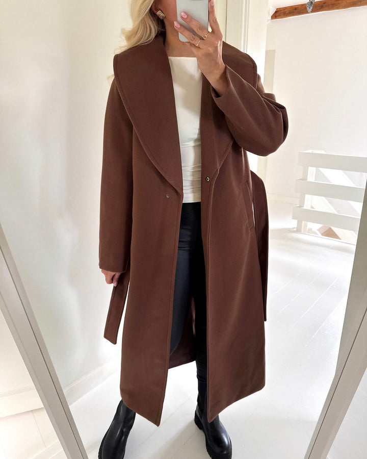 Vero Moda frakke anne bergen xtra long cocoa brown