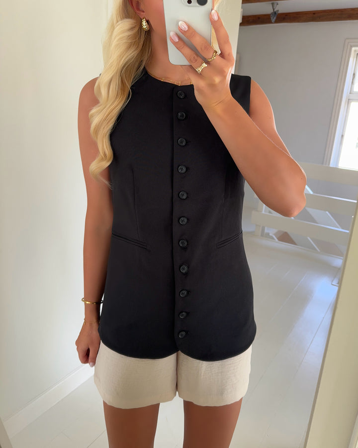 Pieces vest tempre long black