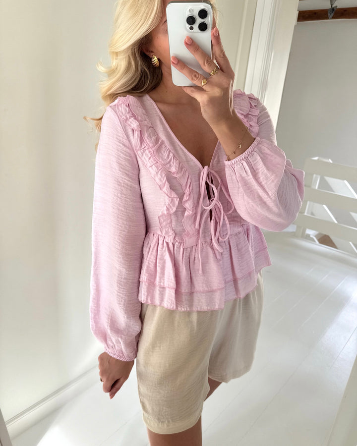 Vero Moda bluse zoey ls flounce pink-a-boo