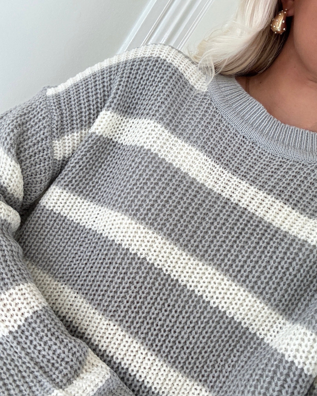 JDY striktrøje justy stripe formal gray/eggnog