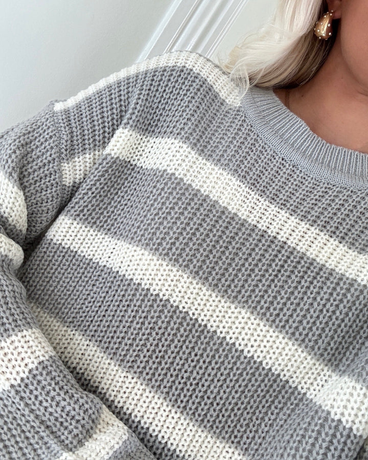 JDY striktrøje justy stripe formal gray/eggnog