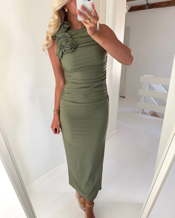 Y.A.S kjole dona sl long oil green