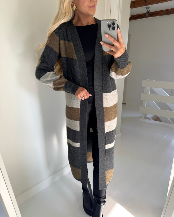 JDY cardigan rue life ls long dark grey melange/kangaroo chateau gray