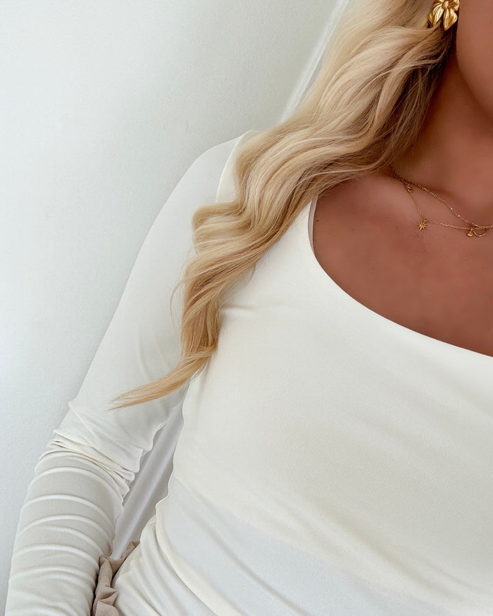 Only top ea l/s 2-way deep neck jrs noos cloud dancer