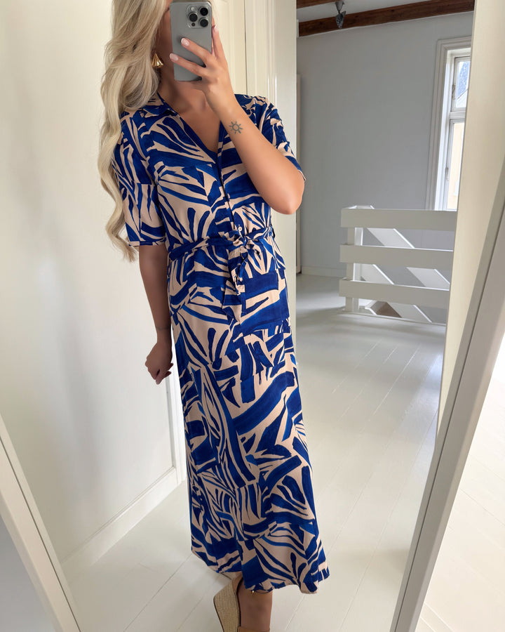 JDY kjole starsezen life 2/4 midi novelle peach/dazzling blue abstract